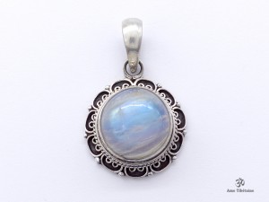 PA404 Pendentif Argent Massif Pierre de Lune