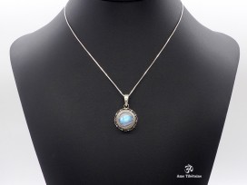 PA404 Pendentif Argent Massif Pierre de Lune