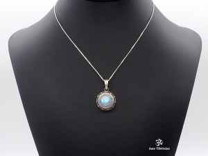 PA404 Pendentif Argent Massif Pierre de Lune