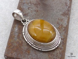 PA412 Pendentif Tibétain Argent Massif Oeil de Tigre