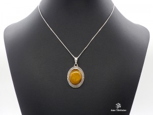 PA412 Pendentif Tibétain Argent Massif Oeil de Tigre