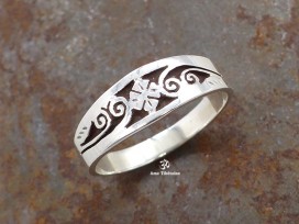 BA181 Bague Tibétaine Argent Massif