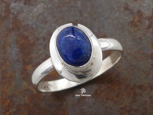 BA165 Bague Tibétaine Argent Massif Lapis Lazuli. Taille 59