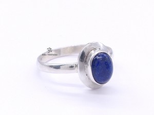 BA165 Bague Tibétaine Argent Massif Lapis Lazuli. Taille 59