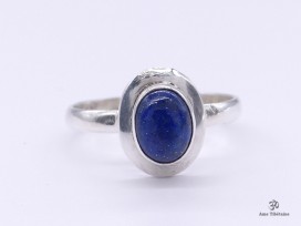 BA165 Bague Tibétaine Argent Massif Lapis Lazuli. Taille 59