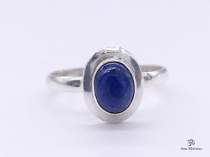BA165 Bague Tibétaine Argent Massif Lapis Lazuli. Taille 59