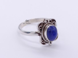 BA186 Bague Tibétaine Argent Massif Lapis Lazuli. Taille 58