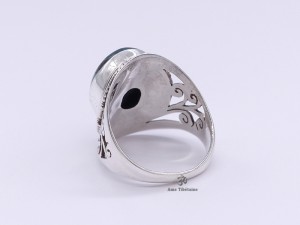 BA173 Bague Tibétaine Argent Massif Turquoise. Taille 59