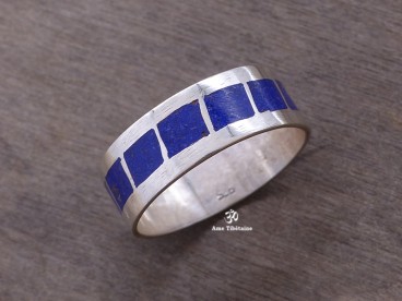 BA160 Bague Tibétaine Argent Massif Lapis Lazuli