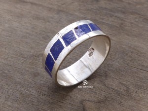 BA160 Bague Tibétaine Argent Massif Lapis Lazuli