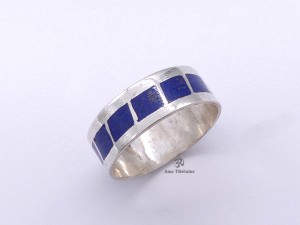 BA160 Bague Tibétaine Argent Massif Lapis Lazuli