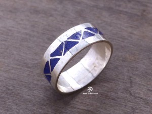 BA161 Bague Tibétaine Argent Massif Lapis Lazuli