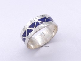 BA161 Bague Tibétaine Argent Massif Lapis Lazuli