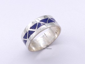BA161 Bague Tibétaine Argent Massif Lapis Lazuli
