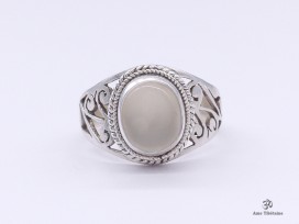 BA232 Bague Tibétaine Argent Massif Quartz. Taille 58