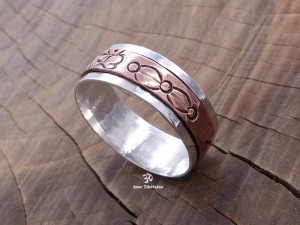 BA11 Bague Argent Massif et Cuivre Mantra Tibétain