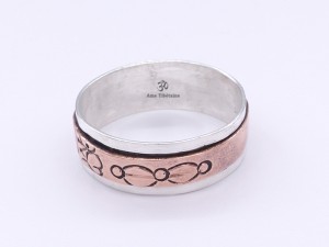 BA11 Bague Argent Massif et Cuivre Mantra Tibétain
