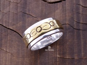 BA151 Bague Argent Massif Laiton Mantra Dorje Vajra