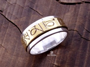 BA151 Bague Argent Massif Laiton Mantra Dorje Vajra