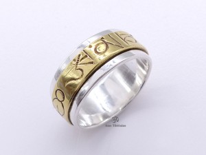 BA151 Bague Argent Massif Laiton Mantra Dorje Vajra