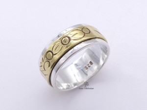 BA151 Bague Argent Massif Laiton Mantra Dorje Vajra
