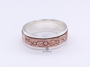 BA152 Bague Argent Massif Cuivre Mantra Dorje Vajra