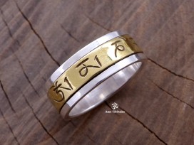 BA198 Bague Argent Massif Laiton Mantra Dorje Vajra