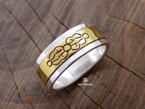 BA198 Bague Argent Massif Laiton Mantra Dorje Vajra