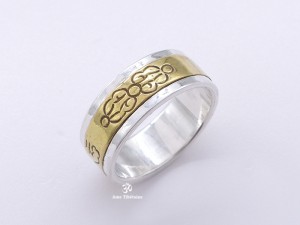 BA198 Bague Argent Massif Laiton Mantra Dorje Vajra