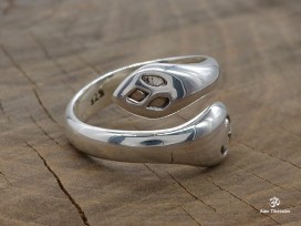 BA218 Bague Argent Massif Serpent Om