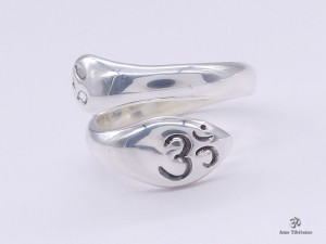 BA218 Bague Argent Massif Serpent Om
