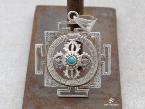 PA414 Pendentif Argent Massif Mandala Dorje