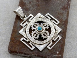 PA414 Pendentif Argent Massif Mandala Dorje