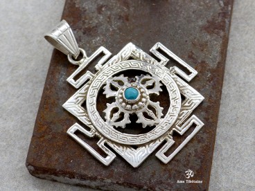 PA414 Pendentif Argent Massif Mandala Dorje