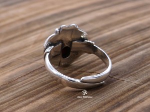 BA275 Bague Tibétaine Argent Massif Oeil de Tigre. Taille Réglable