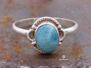 BA280 Bague Tibétaine Argent Massif Turquoise. Taille 57