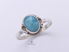 BA280 Bague Tibétaine Argent Massif Turquoise. Taille 57