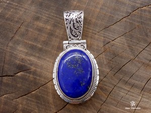PA205 Pendentif Tibétain Argent Massif Lapis Lazuli