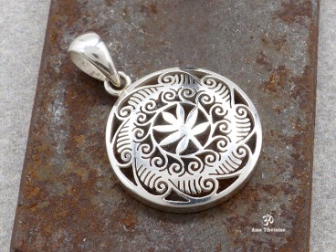 PA418 Pendentif Tibétain Argent Massif