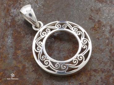 PA419 Pendentif Tibétain Argent Massif