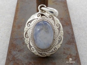 PA421 Pendentif Argent Massif Pierre de Lune
