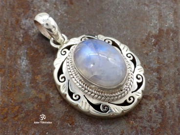 PA421 Pendentif Argent Massif Pierre de Lune