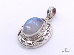 PA421 Pendentif Argent Massif Pierre de Lune