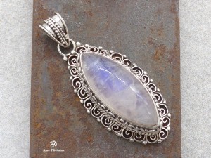 PA422. Pendentif Argent Massif Pierre de Lune