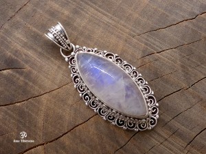 PA422. Pendentif Argent Massif Pierre de Lune
