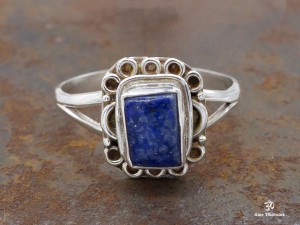 BA286 Bague Tibétaine Argent Massif Lapis Lazuli. Taille 54