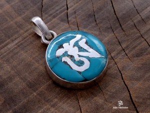 PA262 Pendentif Argent Massif Om Tibétain