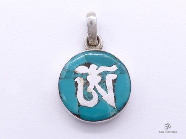 PA262 Pendentif Argent Massif Om Tibétain