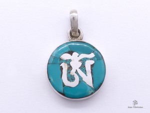 PA262 Pendentif Argent Massif Om Tibétain