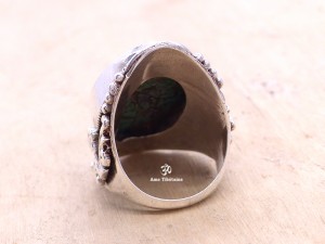 BA141 Bague Tibétaine Argent Massif Turquoise. Taille 62
